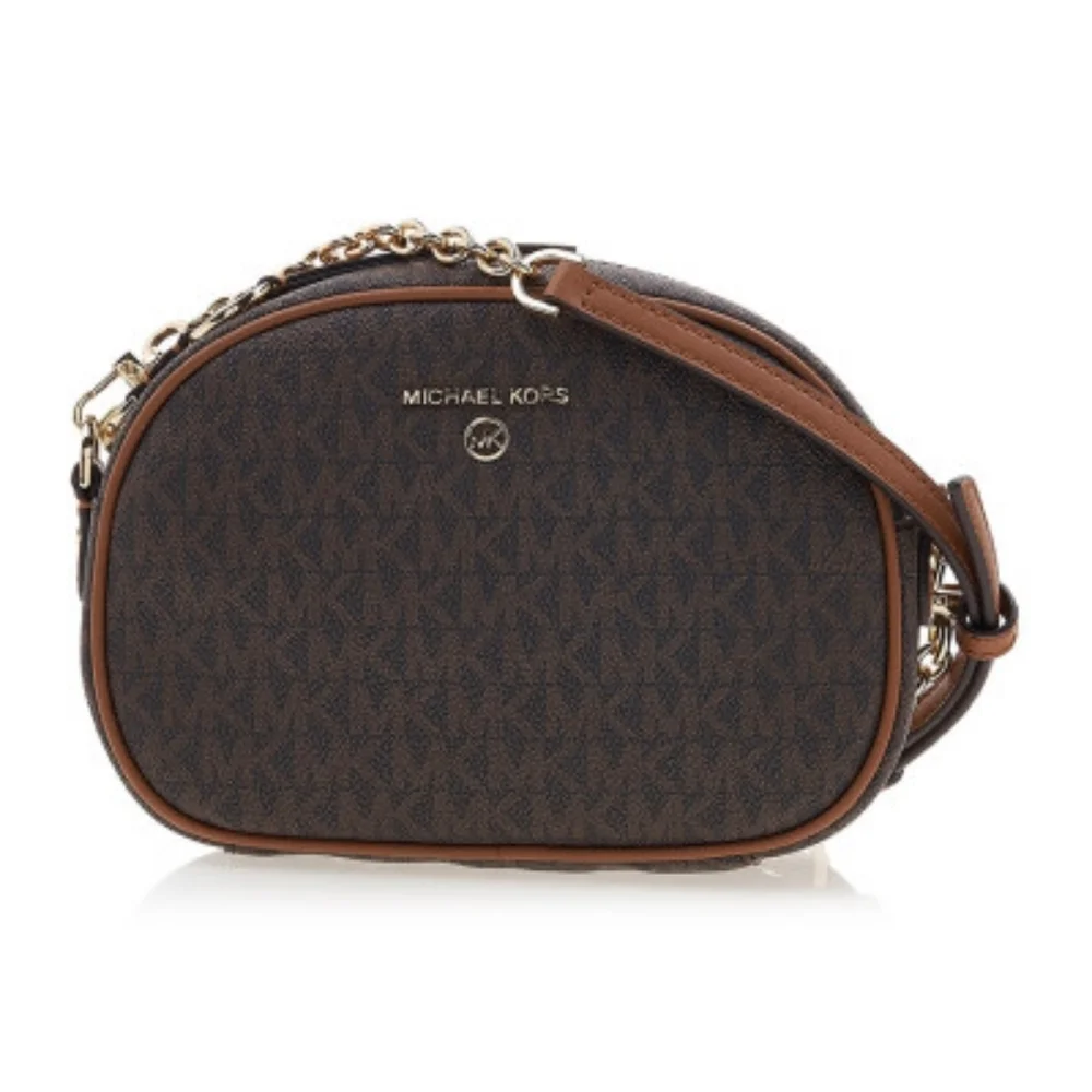Michael Kors Jet Set Small Signature Logo Oval Camera Crossbody Purse